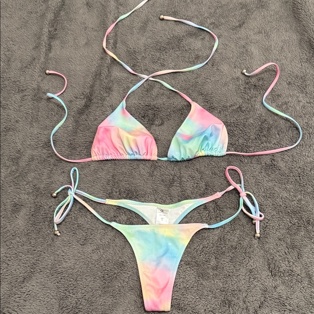 Plumeria Swimwear Tie-Dye Bikini Set